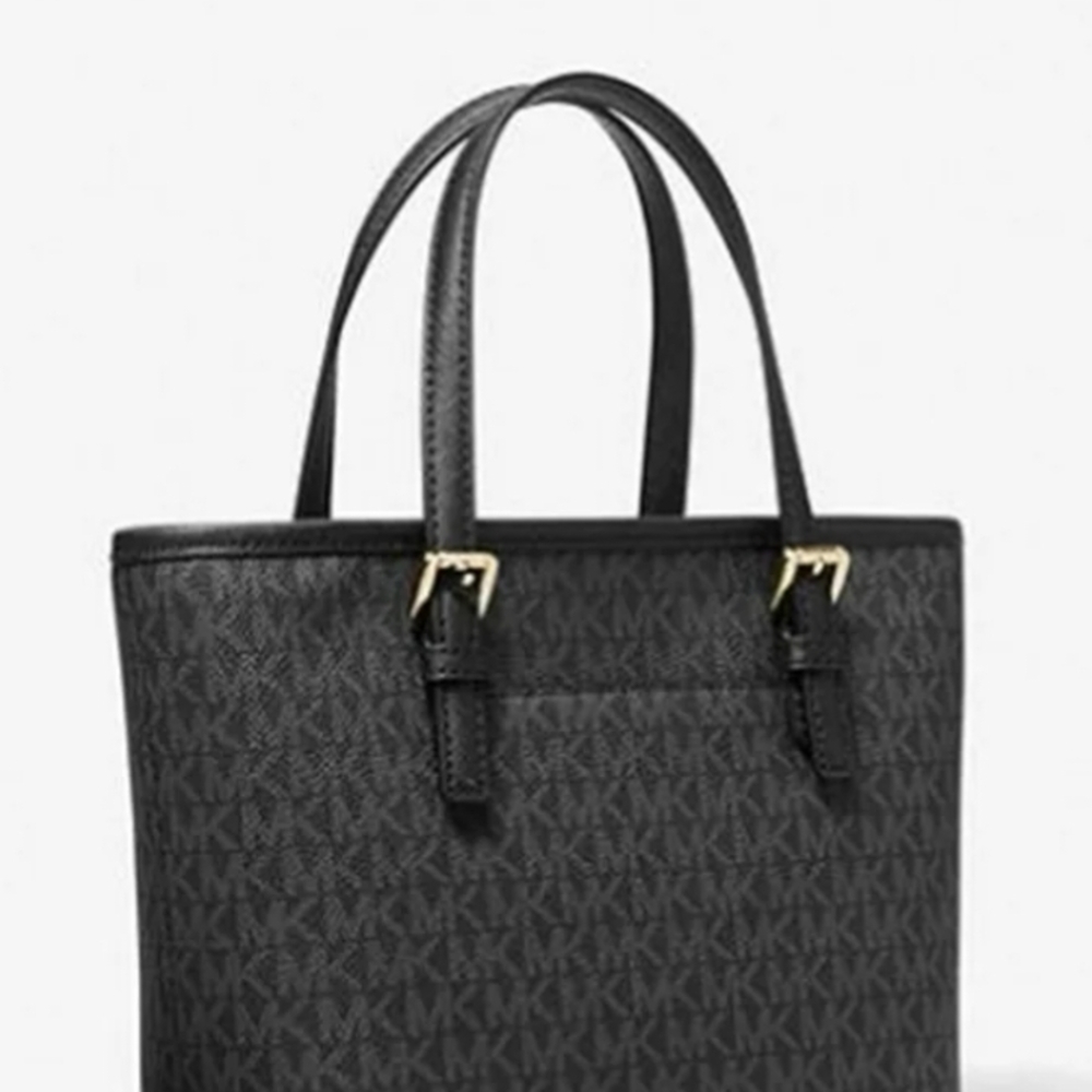 Michael Kors Black Logo Tote Bag with MK Charm - Picture 8 of 11